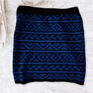 Knit Skirt• Size S• Black/Blue•Geometric Knit Skirt by F21